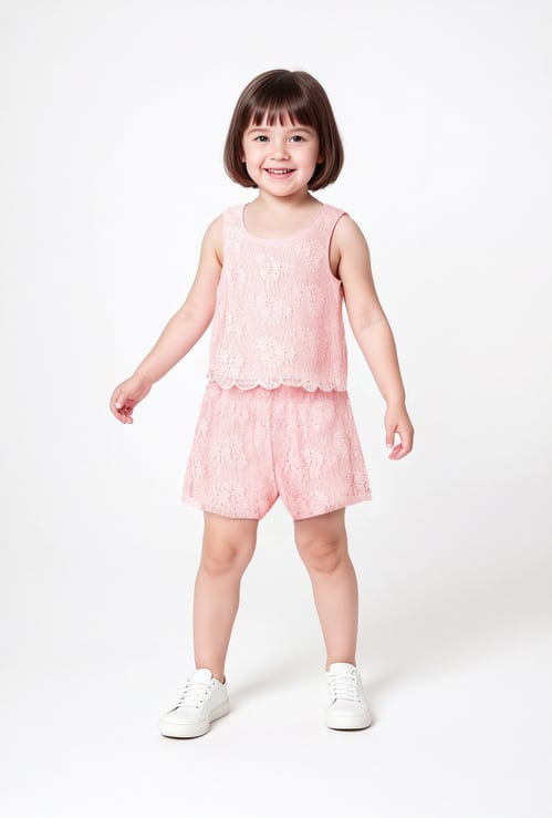 Girls Lace Shorts Set