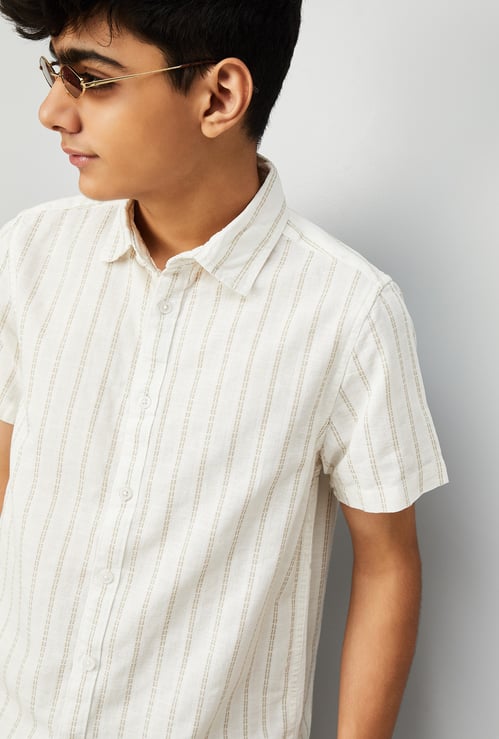 Boys Striped Regular Fit Shirt