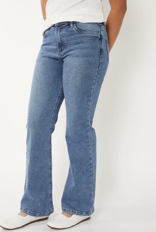 Girls Washed Flared Jeans