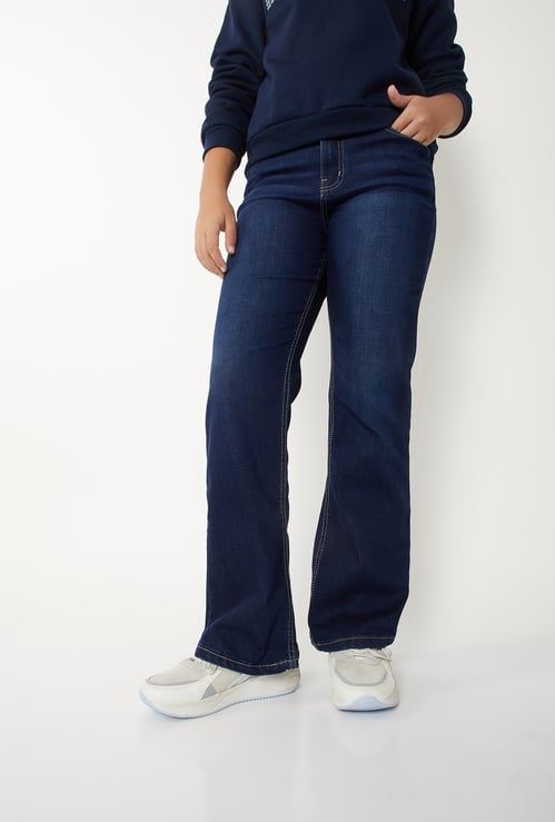 Girls Washed Flared Jeans