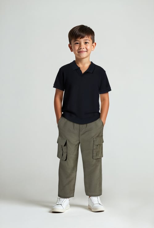Boys Ribbed Polo T-shirt
