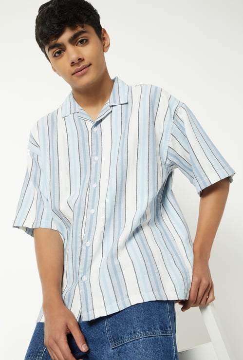 Boys Striped Oversized Resort Shirt