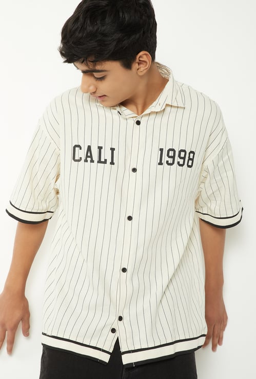 Boys Striped Oversized Shirt