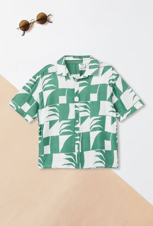 Boys Oversized Printed Resort Shirt