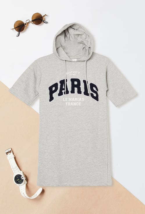 Girls Chenille Embroidered T-shirt Dress