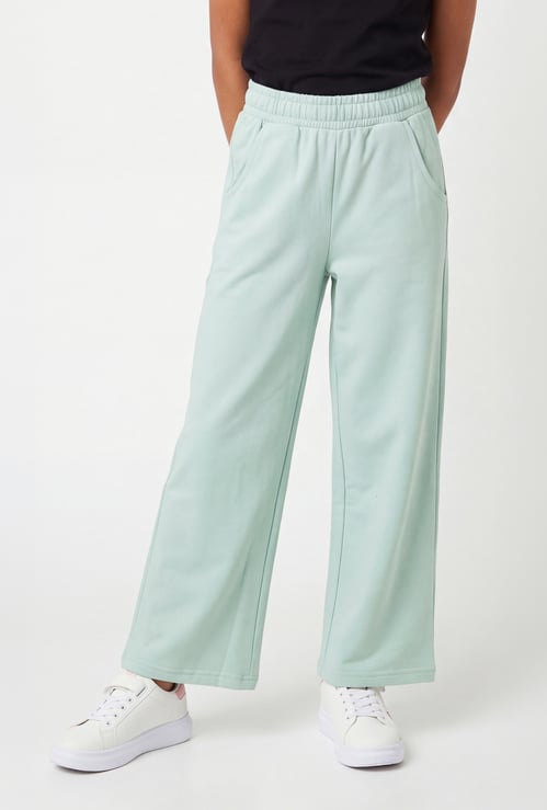 Girls Solid Wide Leg Track Pants