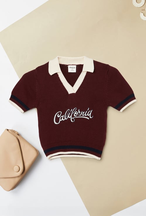 Girls Ribbed Polo T-shirt