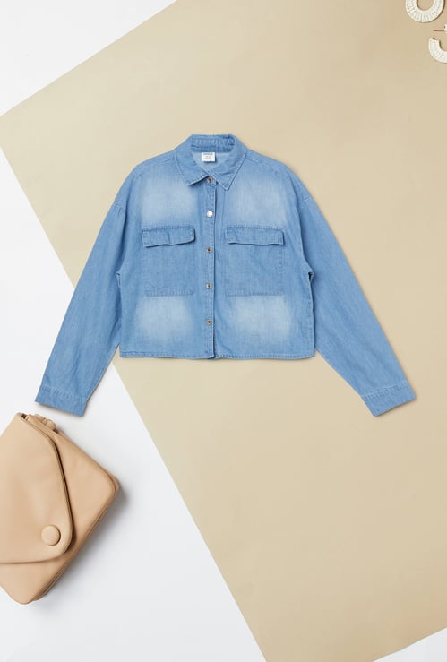 Girls Washed Denim Shirt