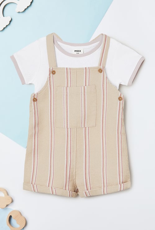 Boys Striped Dungaree Set