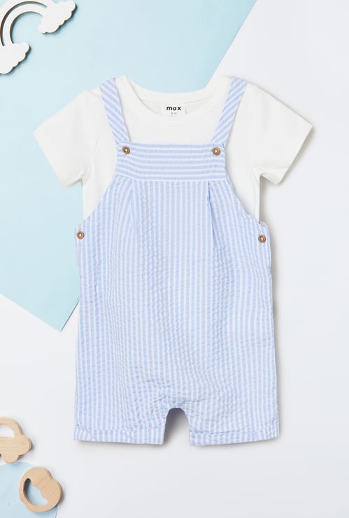 Boys Striped Dungaree and T-shirt