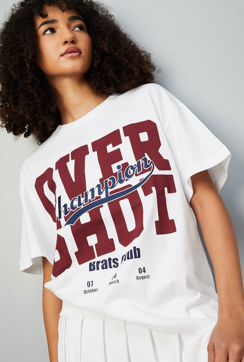 Women Printed Boxy Fit Sports T-shirt