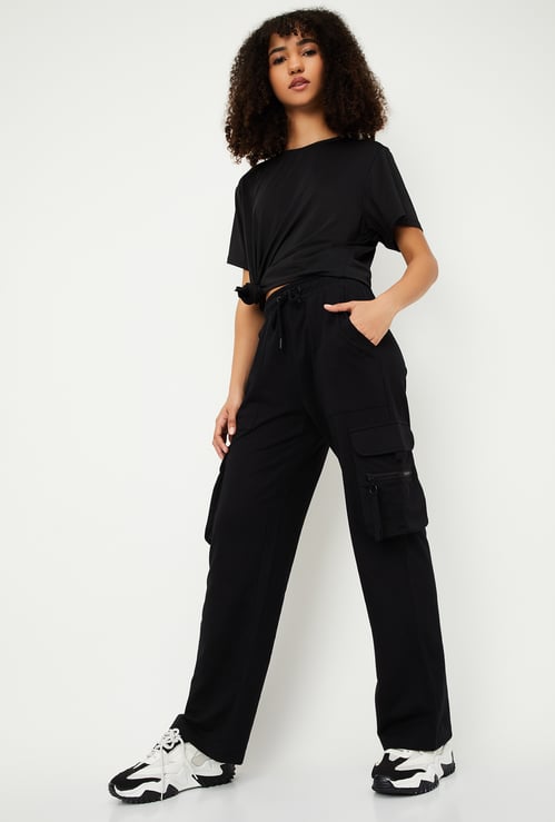 Women Solid Sports Cargos