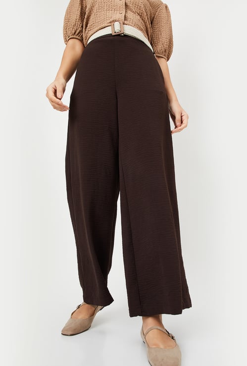 Women Textured Wide Leg Trousers