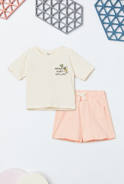 Girls Printed Shorts Set