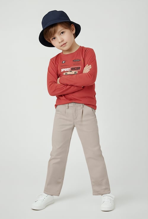 Boys Textured Relaxed Fit Trousers