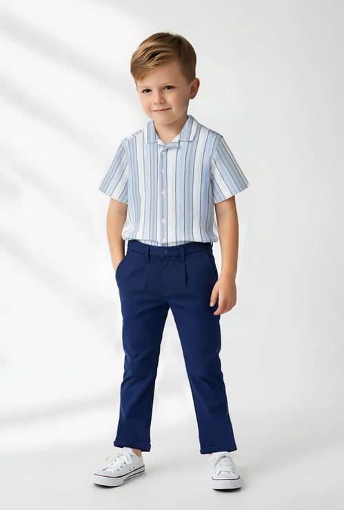 Boys Solid Relaxed Fit Trousers