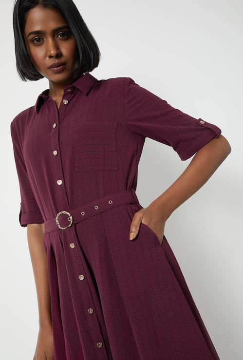 Kalki x Max Women Striped Midi Belted Dress