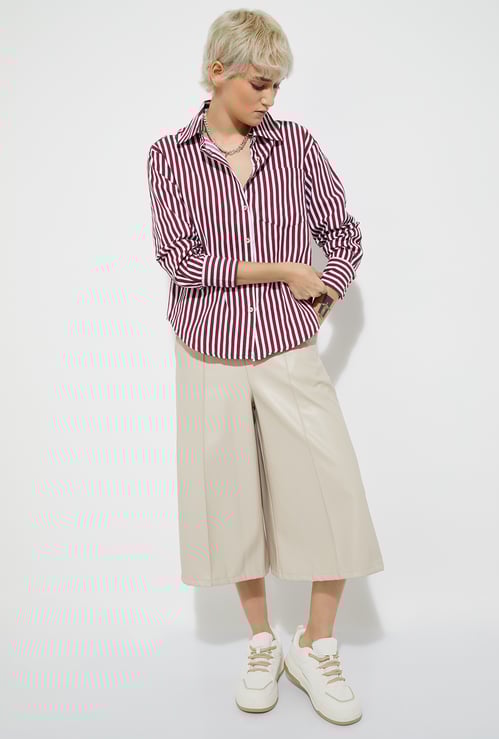 URB_N Women Striped Oversized Shirt