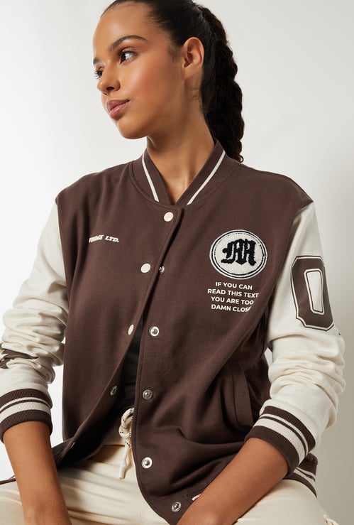 Women Printed Varsity Jacket