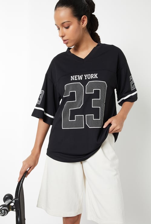Women Printed Oversized Sports T-shirt