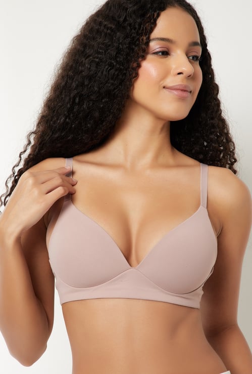 Women Solid Padded Non Wired T-shirt Bra