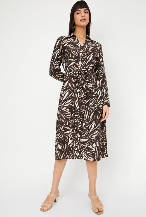 Women Printed Shirt Midi Dress