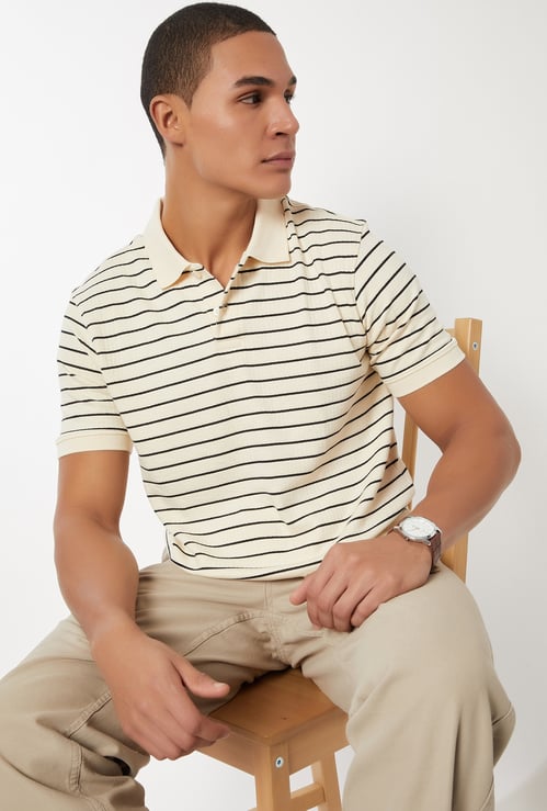 Men Striped Polo T-shirt