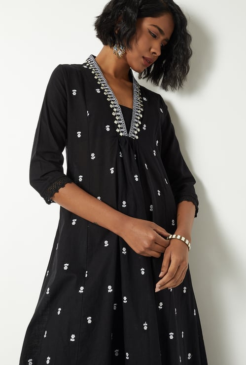 Women Embroidered A-line Kurta