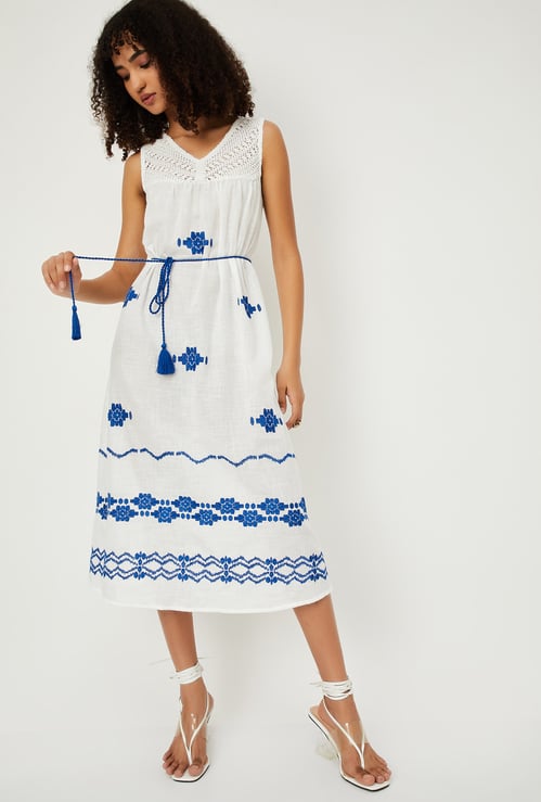 Women Embroidered Midi Dress