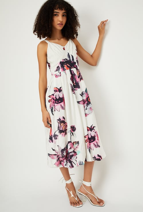 Women Floral Print Midi Dress
