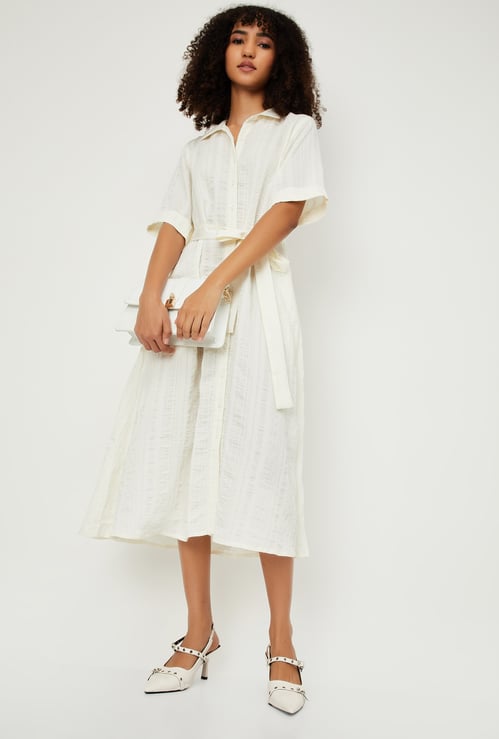 Women Textured Shirt Dress