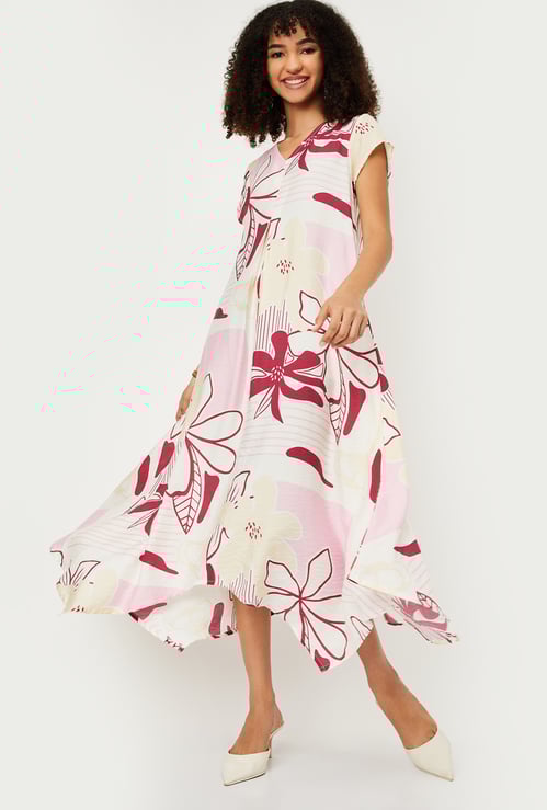 Women Printed A-line Midi Dress