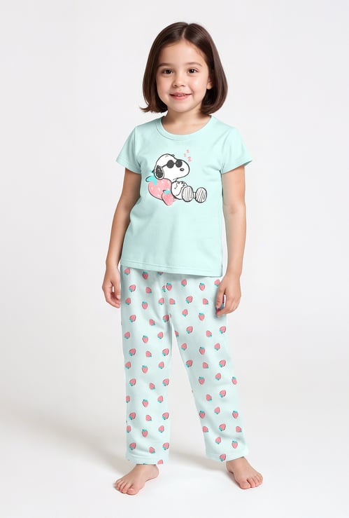 Girls Snoopy Print Sleepwear Set