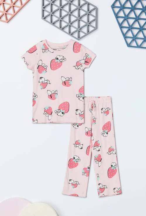 Girls Snoopy Print Sleepwear Set