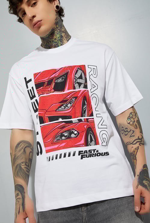 URB_N Men Fast & Furious Print Oversized T-shirt