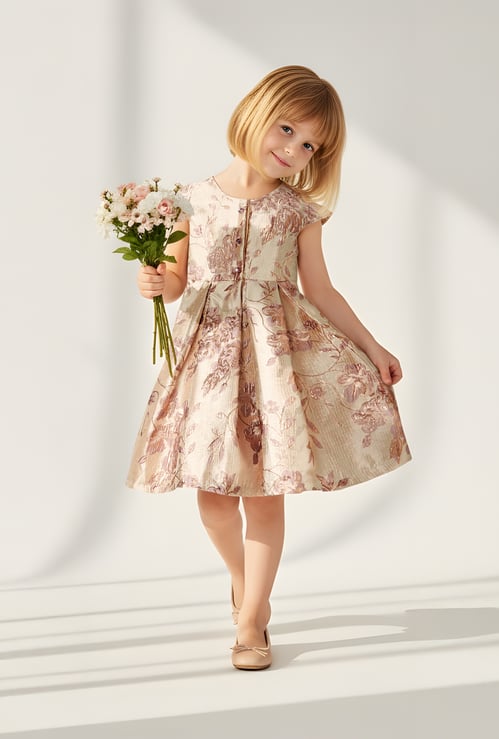Girls Floral Embellished A-line Dress