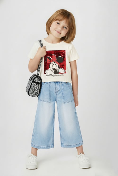 Girls Sequins Minnie Mouse Oversized T-shirt