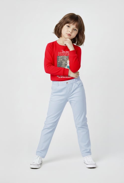 Girls Solid Mom Fit Jeans