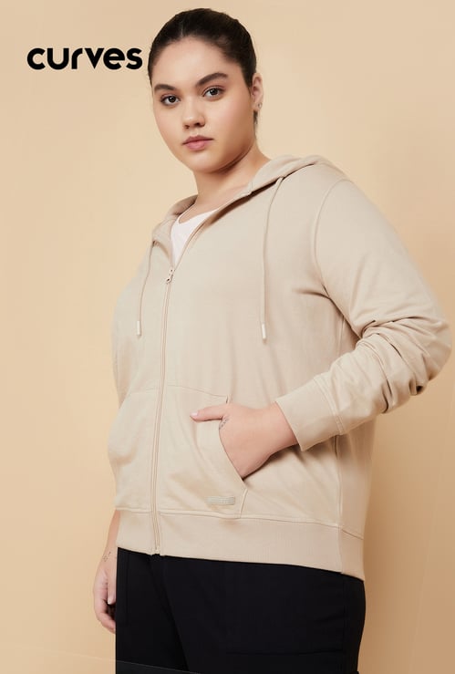 Women Solid Hooded Sports Jacket