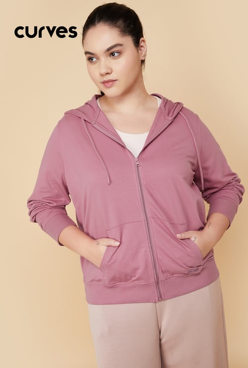 Women Solid Hooded Sports Jacket