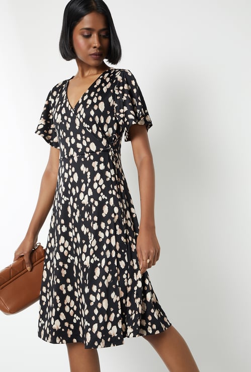 Women Printed Wrap Dress