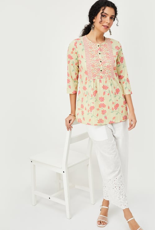 Women Floral Print A-line Kurti