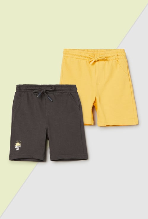 Boys Solid Shorts - Pack of 2