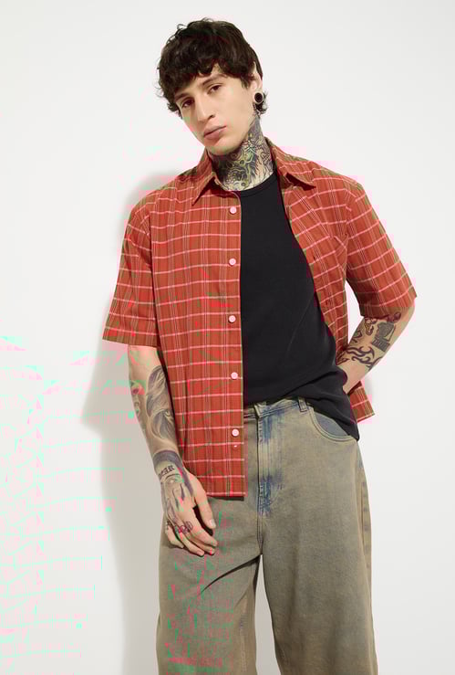 URB_N Men Check Relaxed Fit Shirt