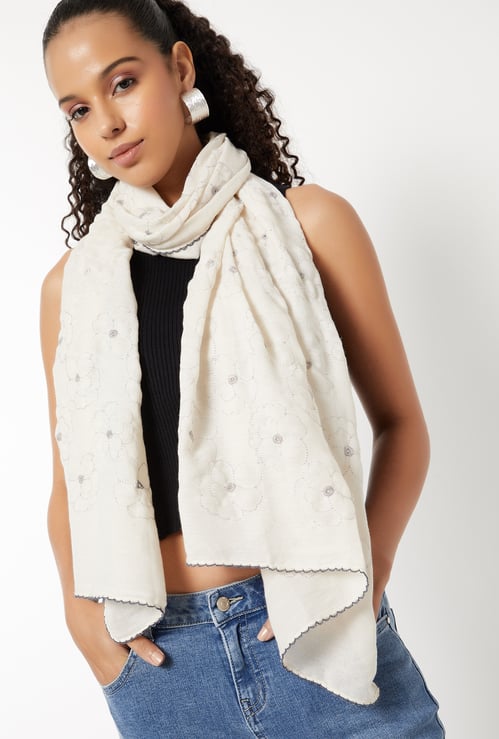 Women Floral Embroidered Scarf