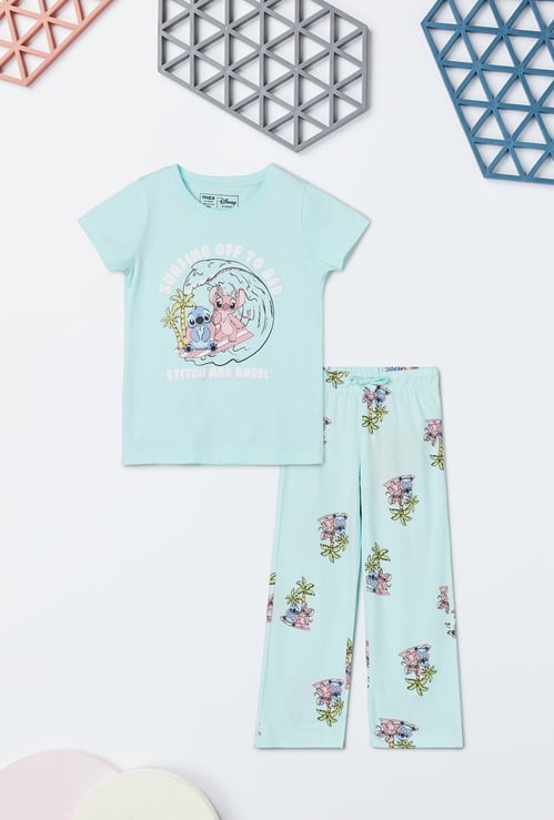 Girls Stitch Print Sleepwear Set