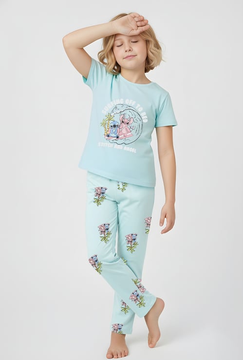 Girls Stitch Print Sleepwear Set