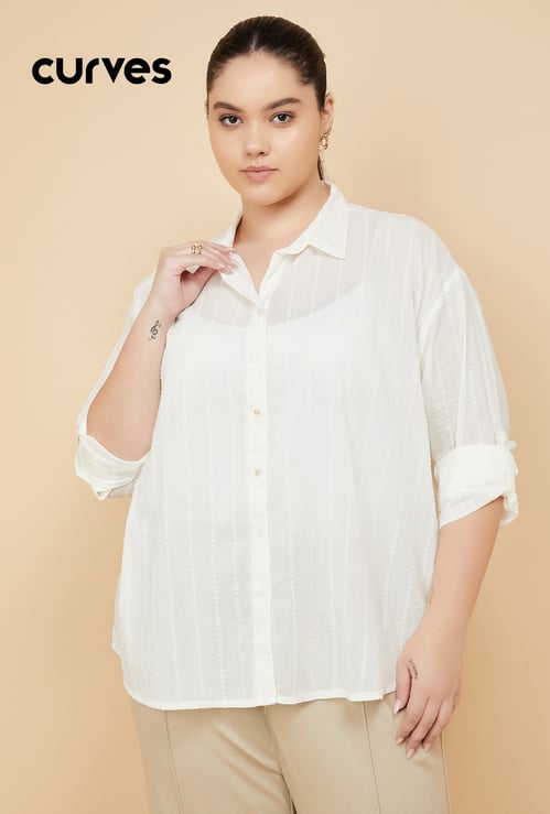 Women Embroidered Oversized Shirt