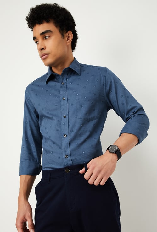 Men Floral Embroidered Slim Fit Shirt