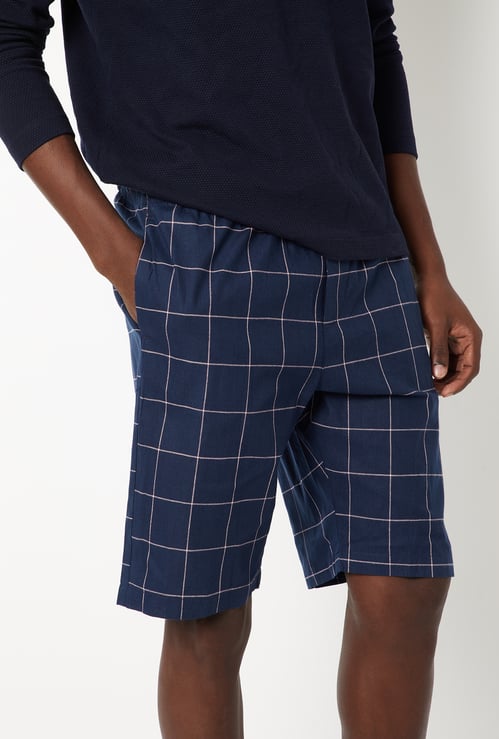 Men Checked Loungewear Shorts